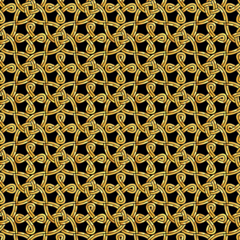 Pot of Gold Celtic Knot Black Kate Ward Thacker Quilting Treasures Cotton Fabric