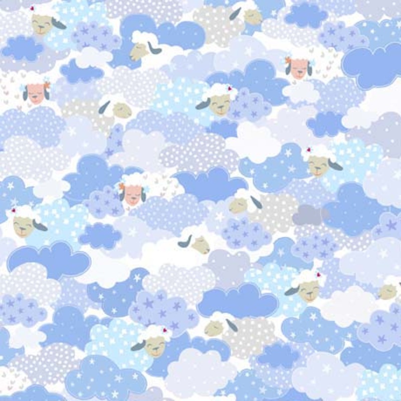 Sweet Sheeps Sheep Clouds White Turnowsky Quilting Treasures Fabrics Cotton Fabric
