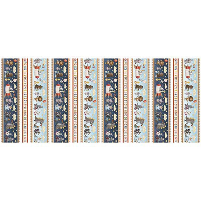 Animal Alphabet Animal Stripe Multi Morris Creative Group Quilting Treasures Cotton Fabric