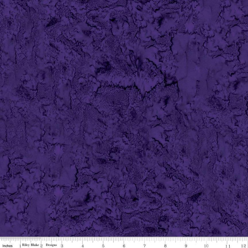 Expressions Batiks Hand-Dyes Basic Texture Blender Eggplant Purple Riley Blake Cotton Fabric