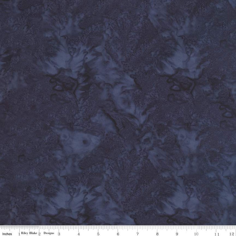 Expressions Batiks Hand-Dyes Basic Texture Blender Indigo Dye Blue Riley Blake Cotton Fabric