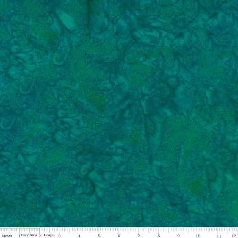 Expressions Batiks Hand-Dyes Basic Texture Blender Tempo Teal Blue-Green Riley Blake Cotton Fabric