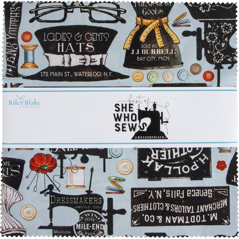 She Who Sews 10" Square Stacker J Wecker Frisch Riley Blake Cotton Fabric RB-10-11330-42