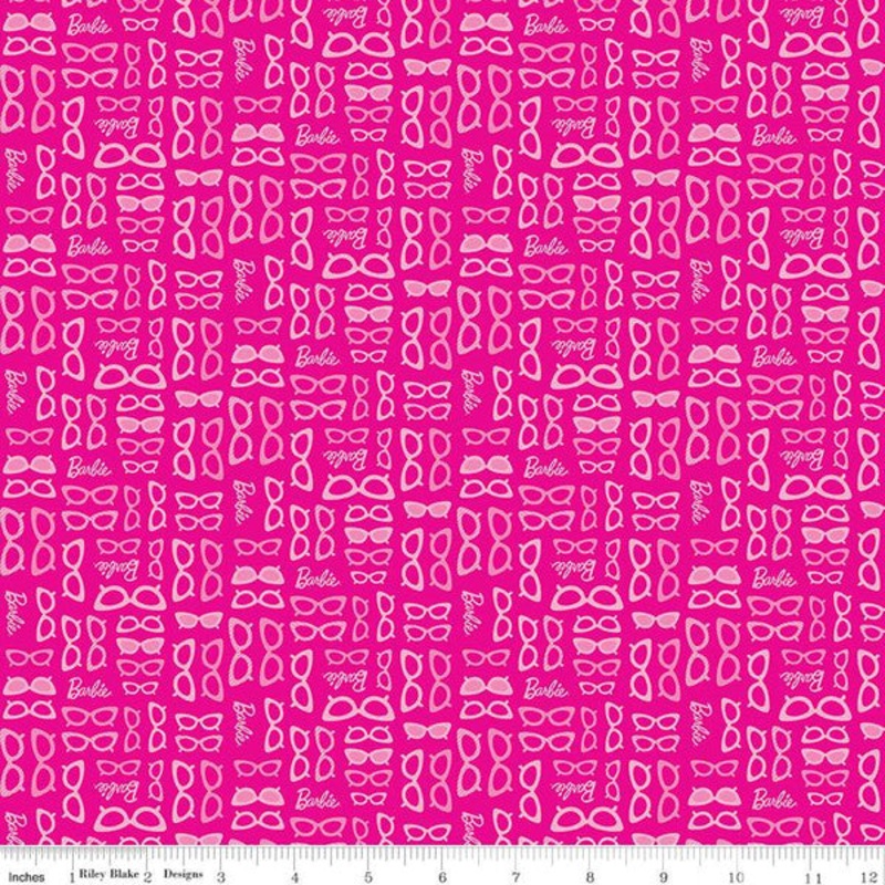 Barbie World Mattel Barbie Glasses Hot Pink Riley Blake Cotton Fabric