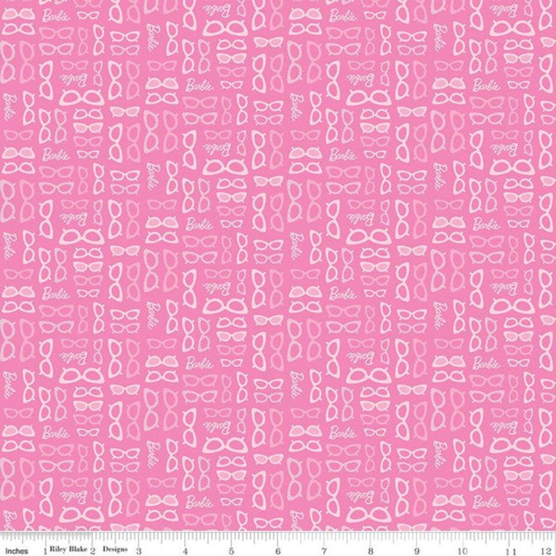 Barbie World Mattel Barbie Glasses Medium Pink Riley Blake Cotton Fabric