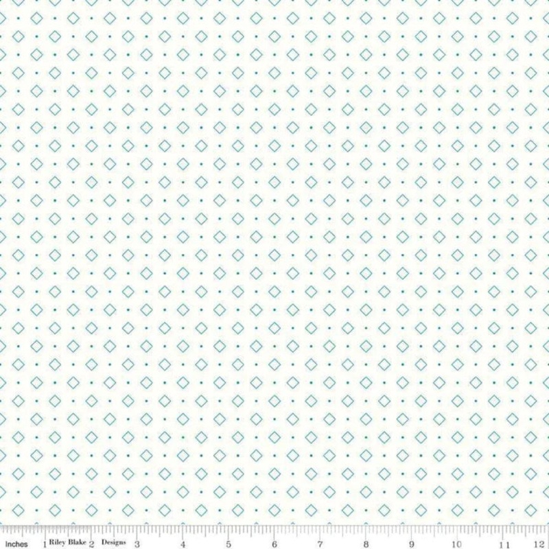 Bee Background Diamond Turquoise Lori Holt Riley Blake Designs Cotton Fabric
