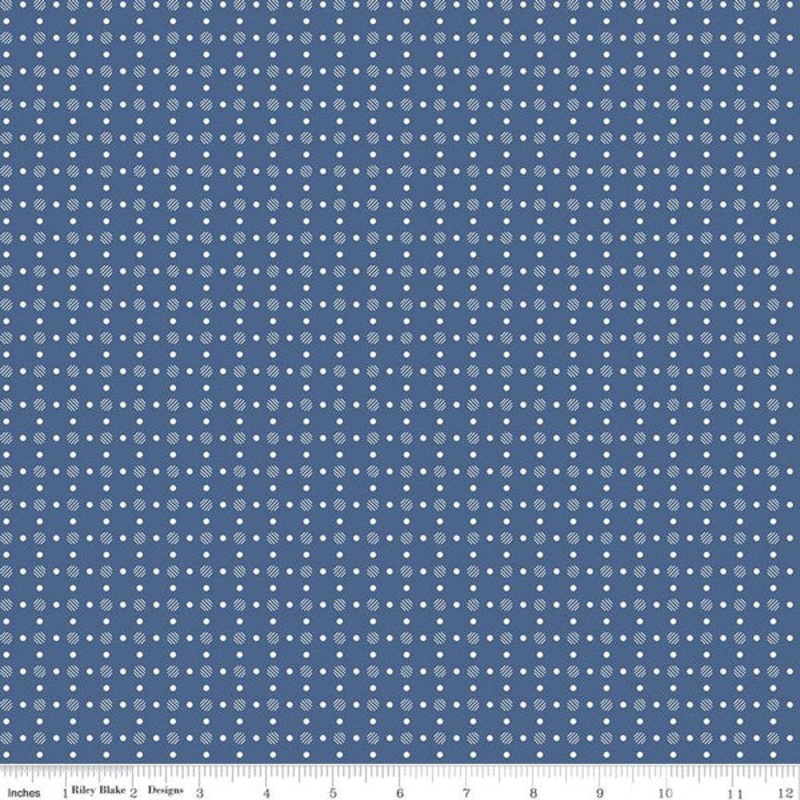 Bee Basics Polka Dot Denim Blue Lori Holt Riley Blake Designs Cotton Fabric