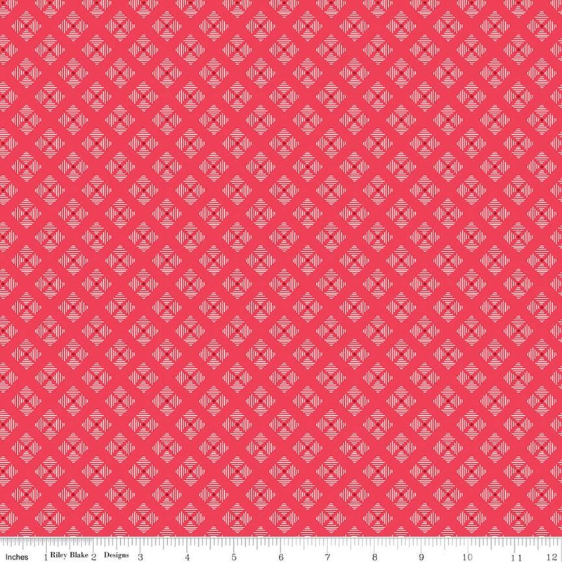 Bee Basics Stitched Flower Cayenne Red Lori Holt Riley Blake Designs Cotton Fabric