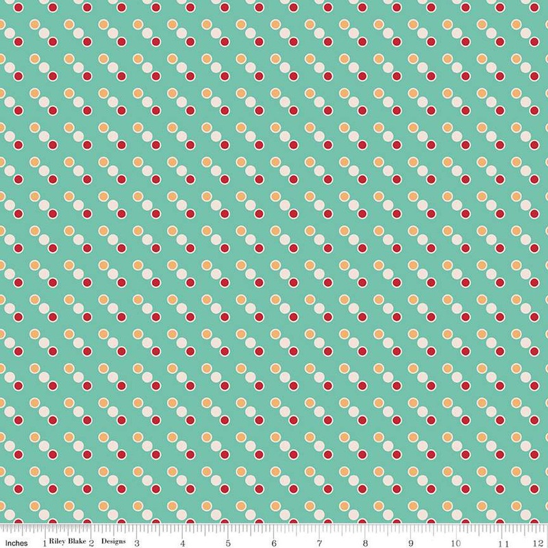 Bee Dots Marjorie Retro Dots Allover Sea Glass Blue Lori Holt Riley Blake Cotton Fabric