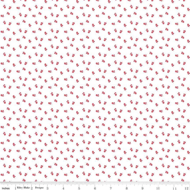 Cheerfully Red Flowers White Christopher Thompson Riley Blake Designs Cotton Fabric