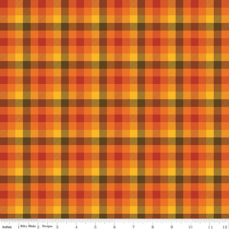 Fall's Town Checked Multi Sandy Gervais Riley Blake Designs Cotton Fabric