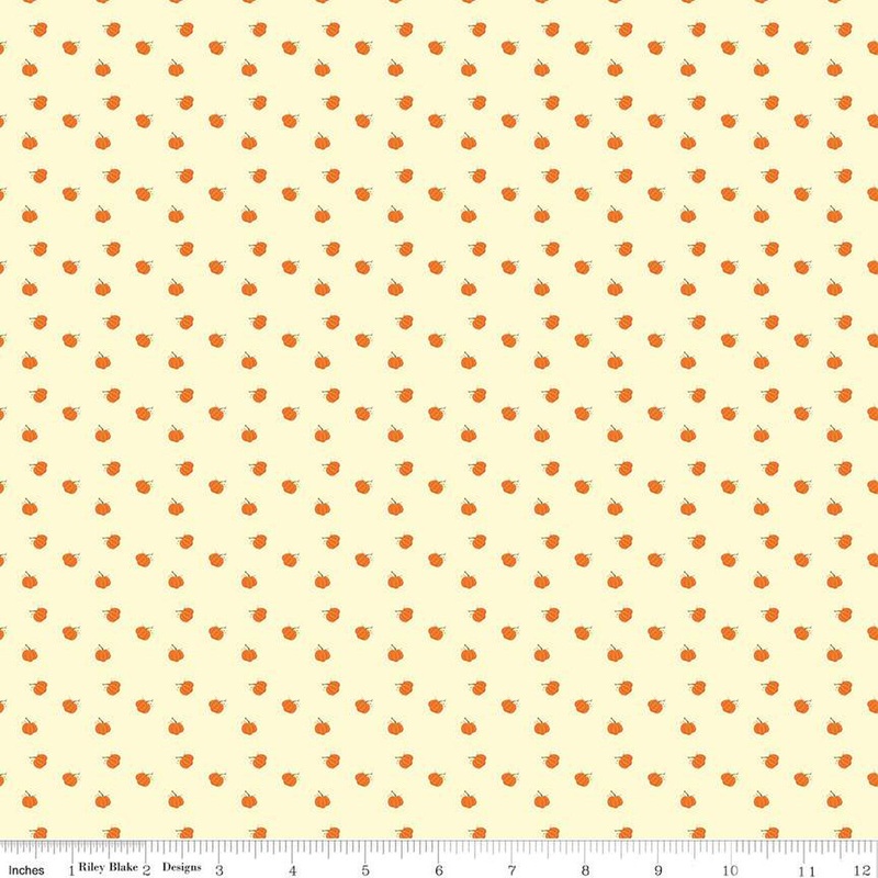 Fall's Town Pumpkins Cream Sandy Gervais Riley Blake Designs Cotton Fabric