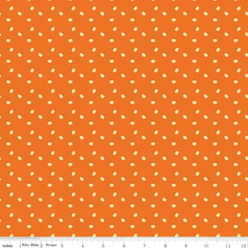 Fall's Town Pumpkins Orange Sandy Gervais Riley Blake Designs Cotton Fabric