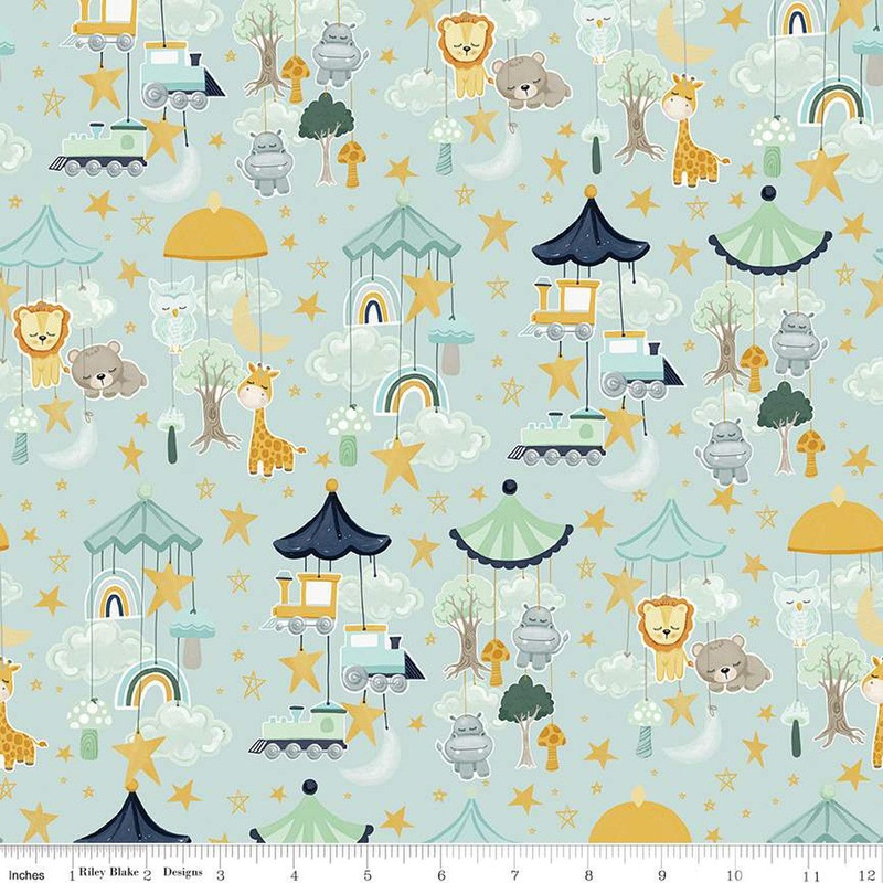 It's a Boy Mobiles Aqua Blue Echo Park Paper Co. Riley Blake Cotton Fabric