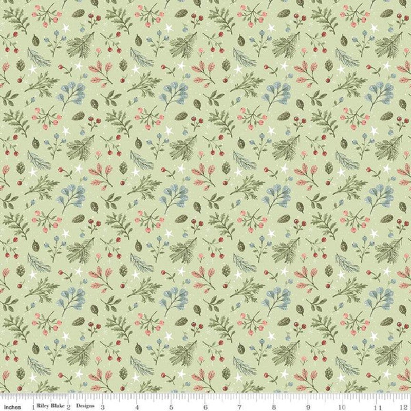 Magical Winterland Foliage Green Lisa Audit Riley Blake Cotton Fabric RB-C14943-Green