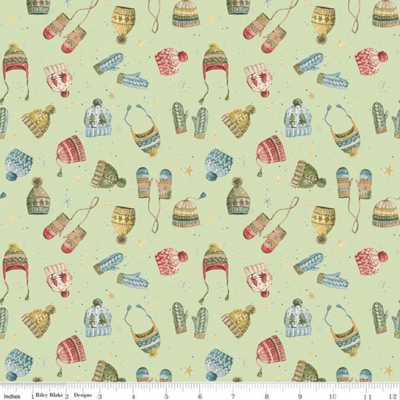 Magical Winterland Knitwear Green Lisa Audit Riley Blake Cotton Fabric RB-C14945-Green