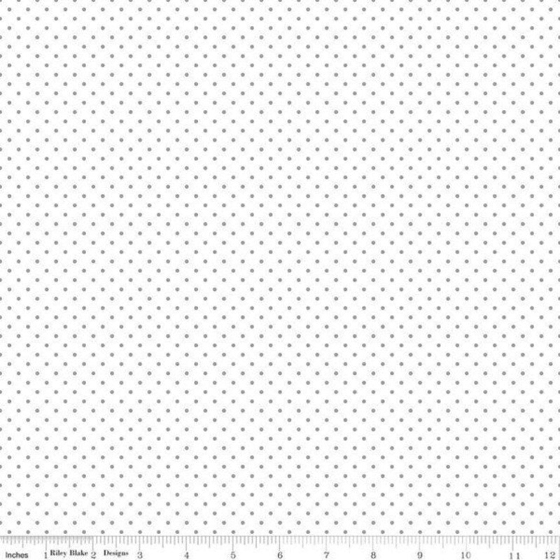 Swiss Dot On White Gray The RBD Designers Riley Blake Designs Cotton Fabric