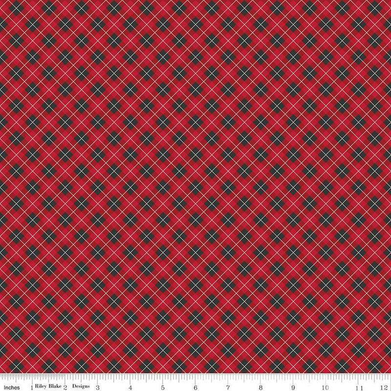 Woodsman Bias Plaid Red and Black Lori Whitlock Riley Blake Cotton Fabric