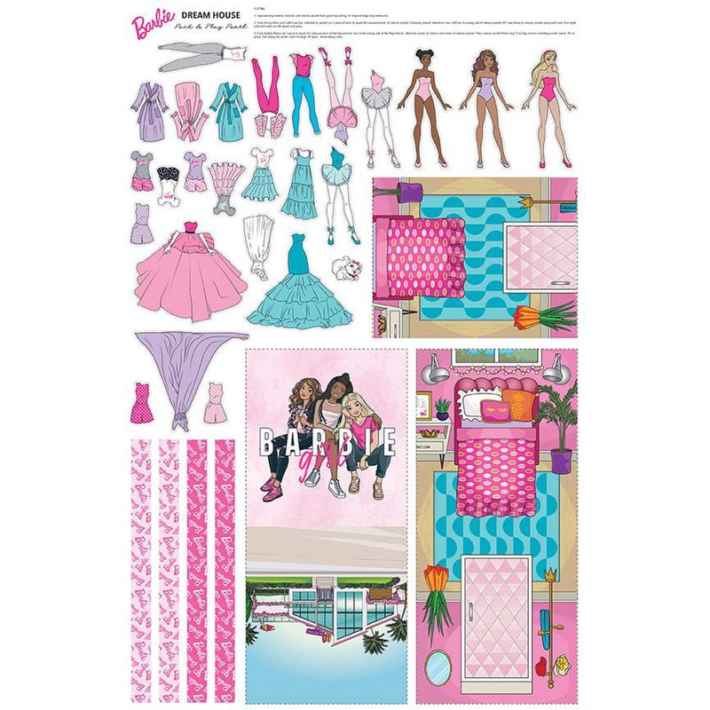 Barbie Girl Mattel Barbie Dream House Pack and Play Felt Panel 36"x54" Riley Blake 100% Polyester Fabric