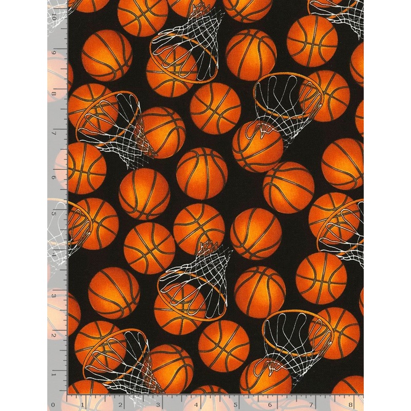 Basketball and Hoops Black Team Spirit George McCartney Timeless Treasures Cotton Fabric