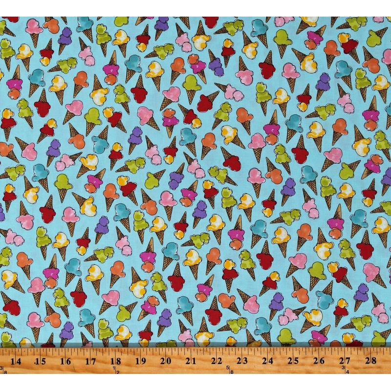 Cone Party Tossed Turquoise Loralie Designs Cotton Fabric