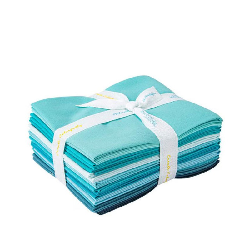 Confetti Cottons Aqua Fat Quarter Bundle 18"x22" 12pcs The RBD Designers Riley Blake Cotton Fabric