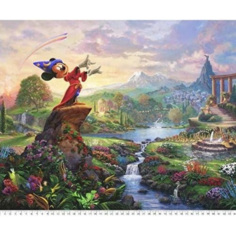 Disney Dreams Fantasia Panel 36" Mickey Mouse Thomas Kinkade David Textiles Cotton Fabric DT-DS-2020-9C-1 Multi