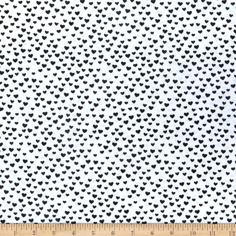 Hearts What's The Buzz Cute Little Hearts Black and White Timeless Treasures Cotton Fabric