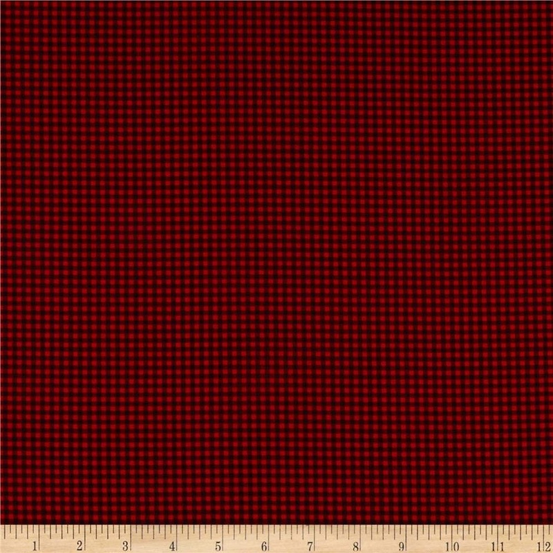 Let it Snow Check Mini Red and Black Timeless Treasures Cotton Fabric
