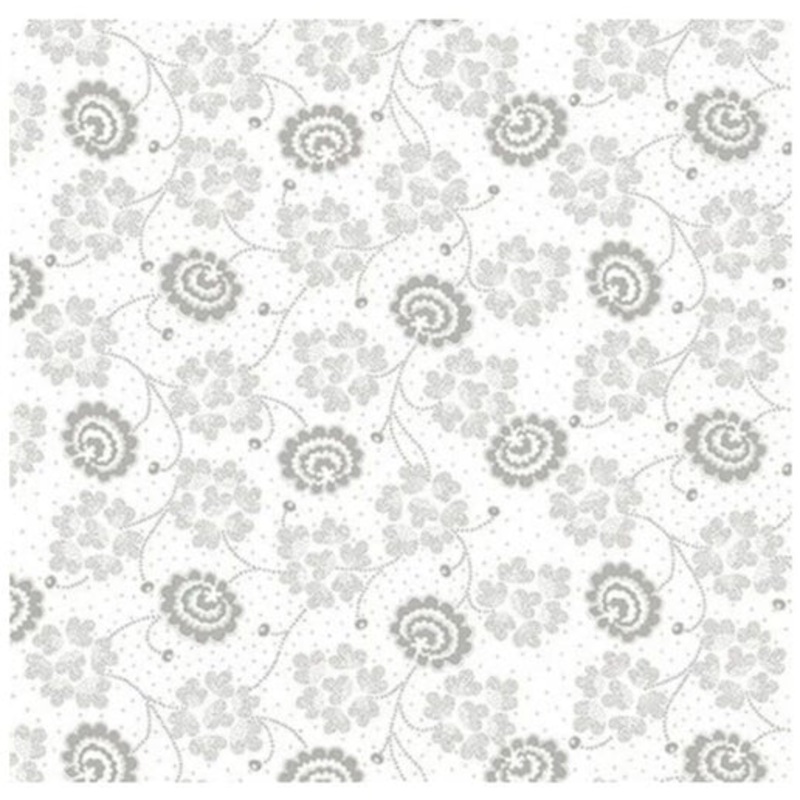 Quilters Flour III Floral and Vines Medium White on White Tone on Tone Cotton Fabric