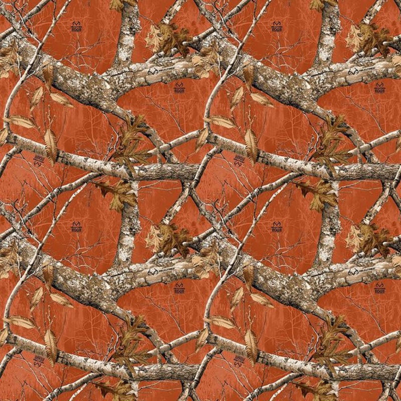 Realtree Edge Allover Burnt Orange Print Concepts Cotton Fabric