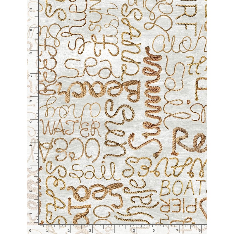 Beach Rope Words Natural Timeless Treasures Cotton Fabric
