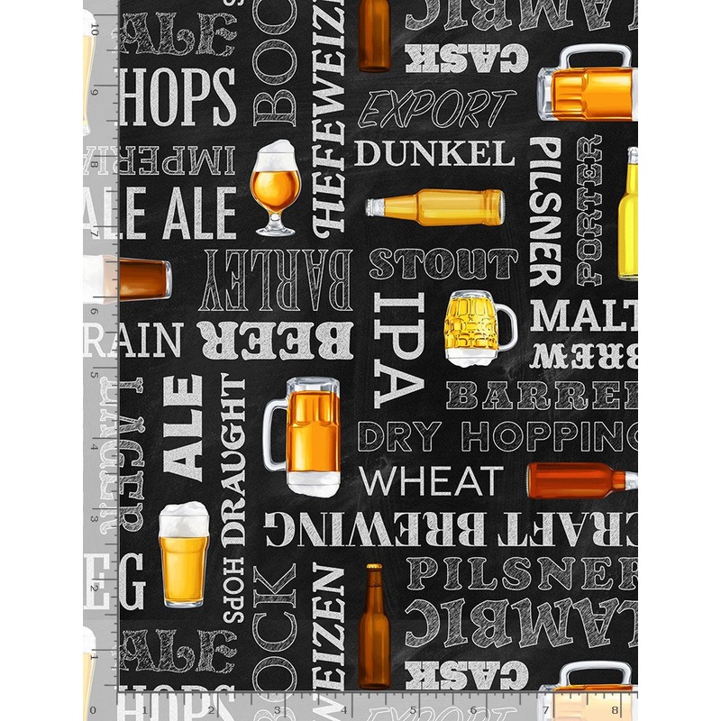 Beer Grab me a beer words black Timeless Treasures Cotton Fabric