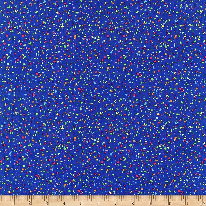 Confetti Dot Rainbow Navy Blue Blender Timeless Treasures Cotton Fabric