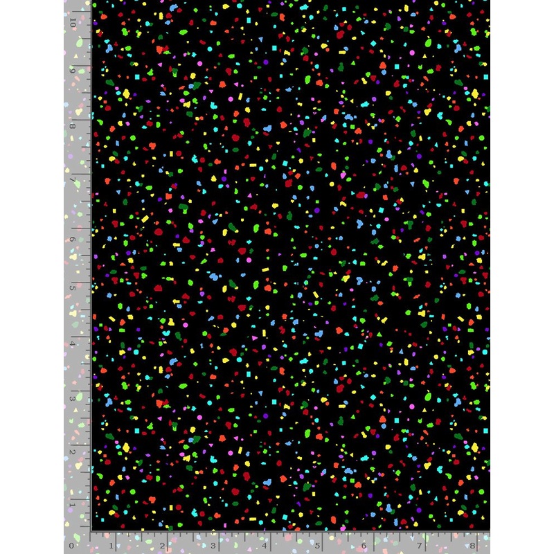 Confetti Rainbow Black Blender Timeless Treasures Cotton Fabric