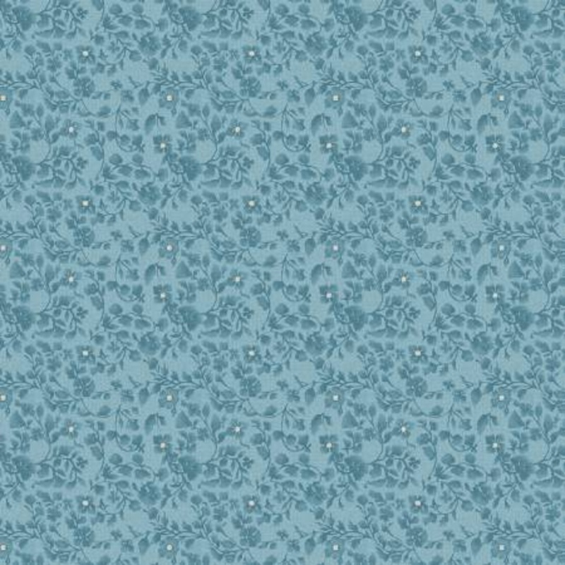 Dragonfly Garden Blue Tiny Stampled Vintage Florals Timeless Treasures Cotton Fabric