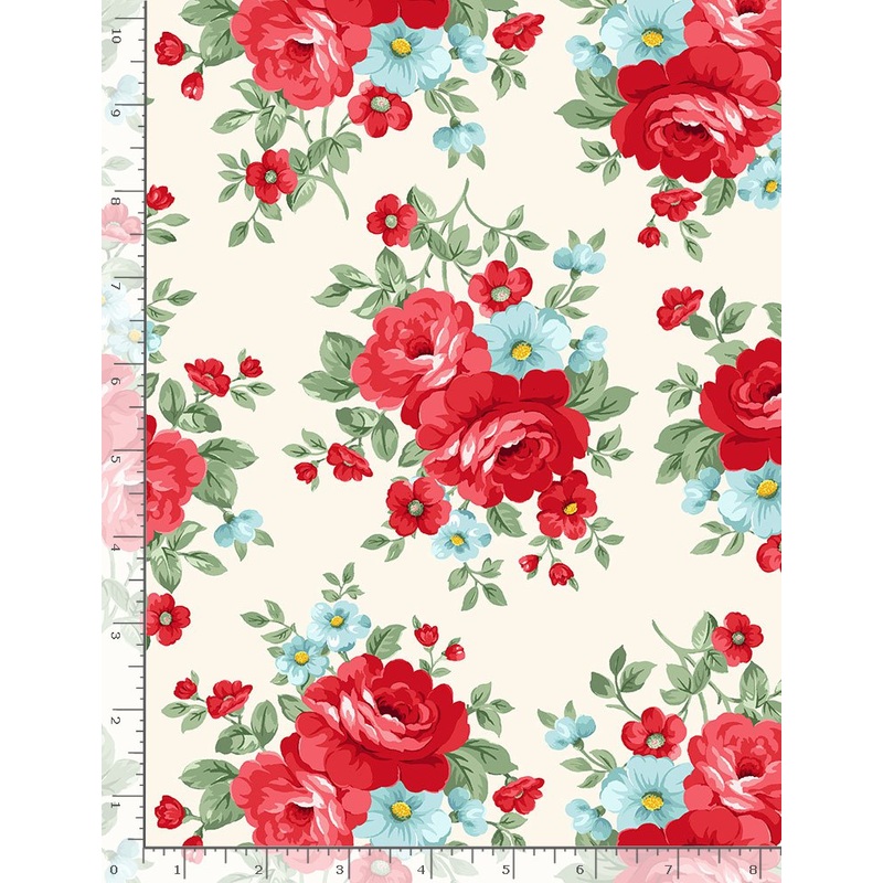 Farm Fresh Rose Bouquets Cream Timeless Treasures Cotton Fabric