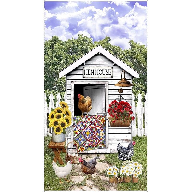 Hen House Panel 24" Timeless Treasures Cotton Fabric