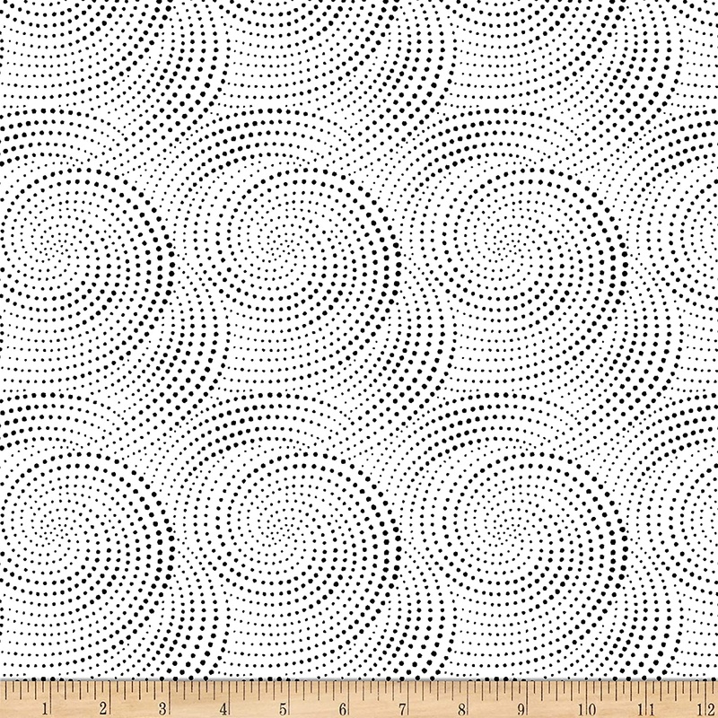 Inked Dotted Spirals White Timeless Treasures Cotton Fabric