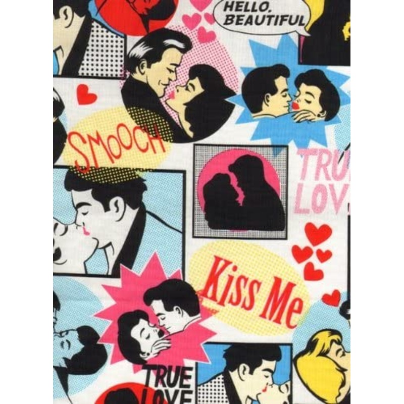Kiss Me Retro Lovers Multi Timeless Treasures Cotton Fabric