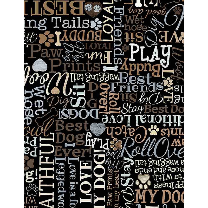 Love my Dog Text Word patch Timeless Treasures Cotton Fabric