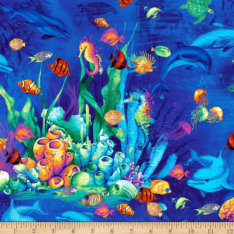 Magic Ocean Creatures Blue Timeless Treasures Cotton Fabric