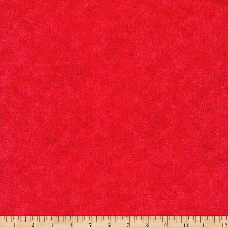 Meadow Mini Leaf Blender Cherry Red Timeless Treasures Cotton Fabric
