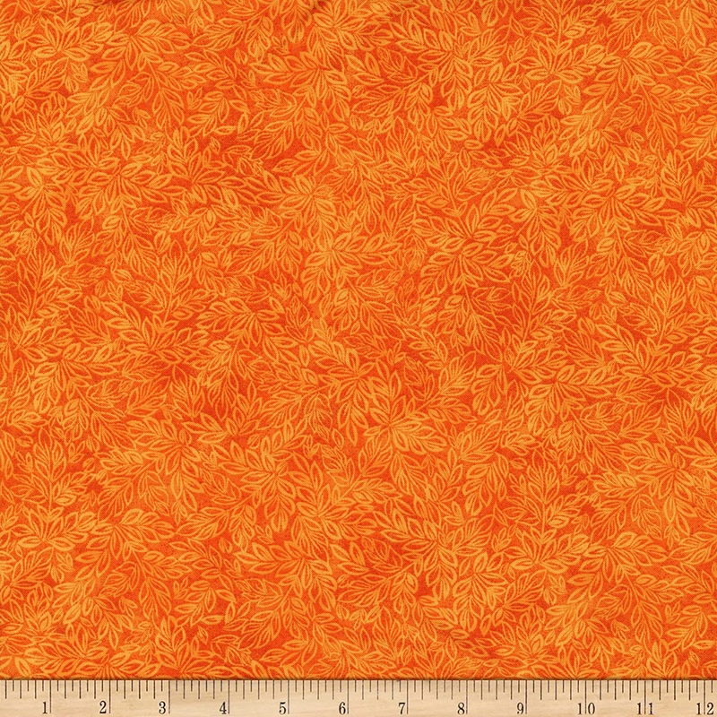 Meadow Mini Leaf Blender Pumpkin Orange Timeless Treasures Cotton Fabric