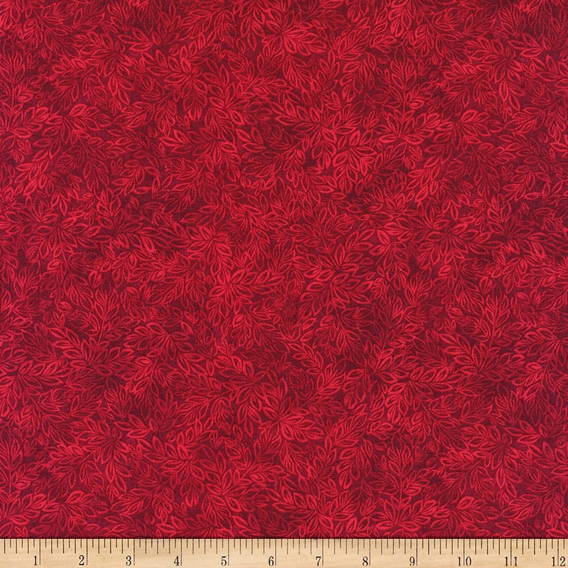 Meadow Mini Leaf Blender Wine Dark Red Timeless Treasures Cotton Fabric