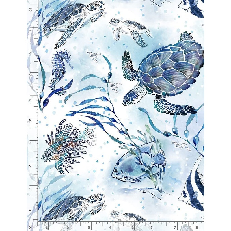 Ocean Blue Blue Turtles White Timeless Treasures Cotton Fabric
