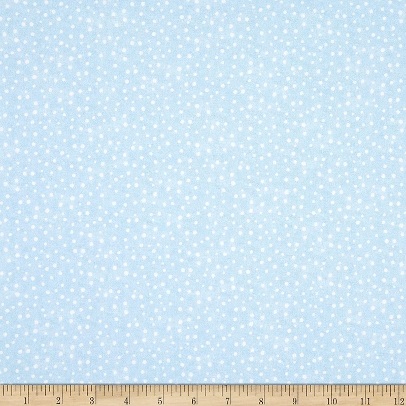 Snow Fun Holiday Dots Blue Bunnies Timeless Treasures Cotton Fabric