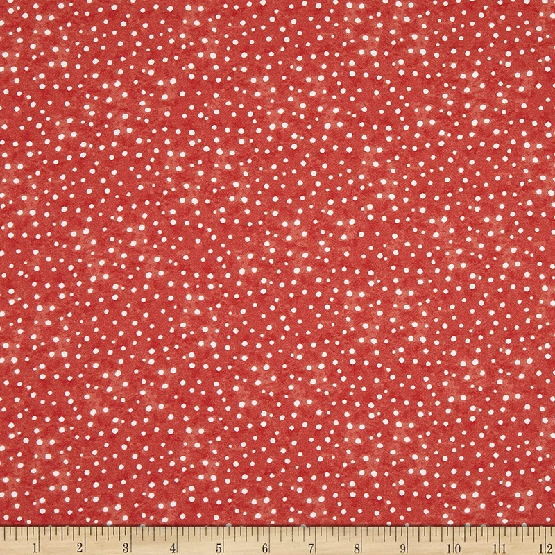 Snow Fun Holiday Dots Red Bunnies Timeless Treasures Cotton Fabric