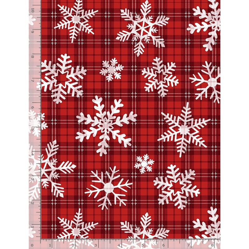 Snowflakes Red Plaid Let It Snow Gail Cadden Timeless Treasures Cotton Fabric