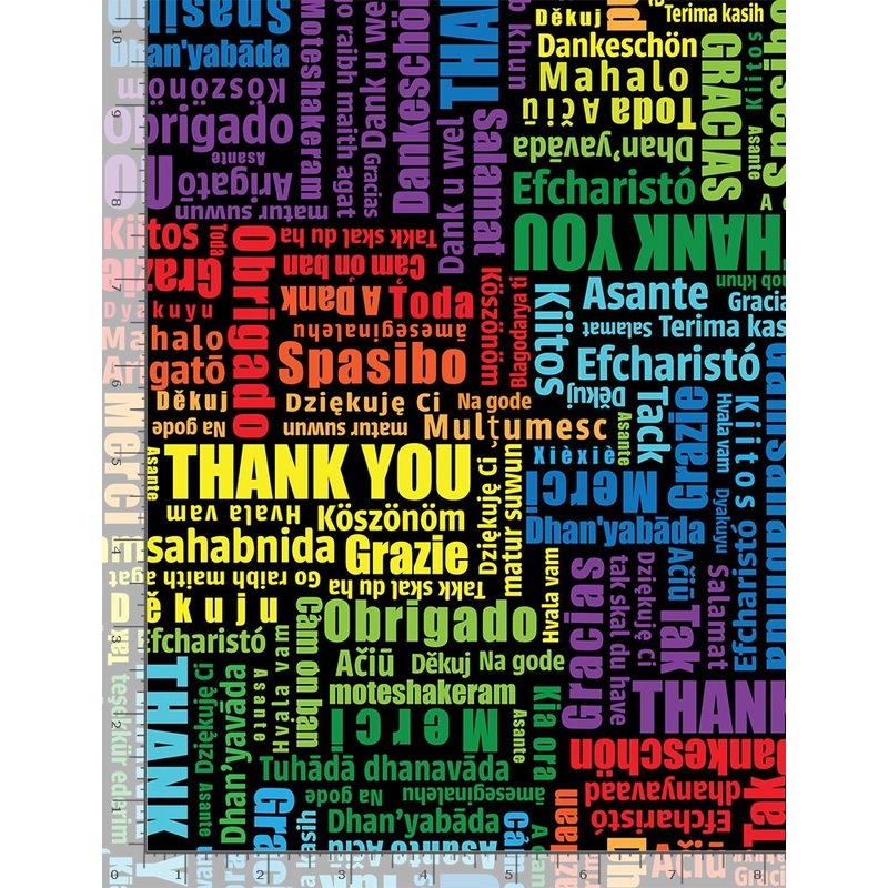 Thanks Thank You Words Multilingual Black Timeless Treasures Cotton Fabric